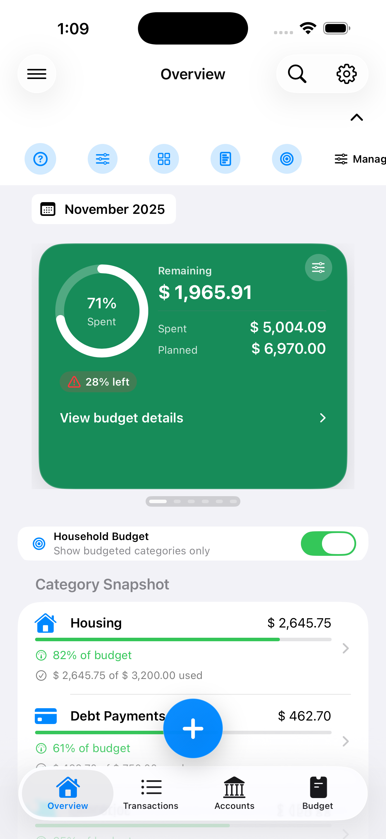 Nara dashboard overview screen